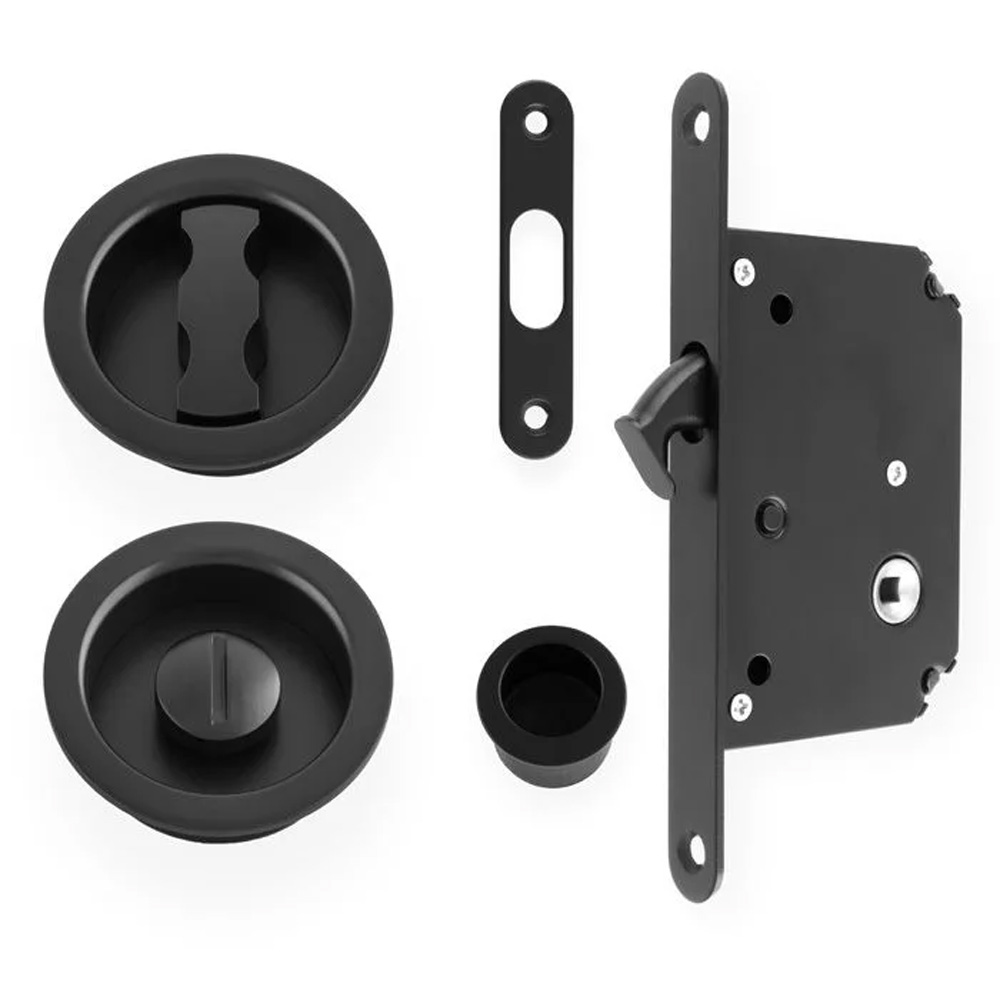 Henderson Round Sliding Door Lock - Black